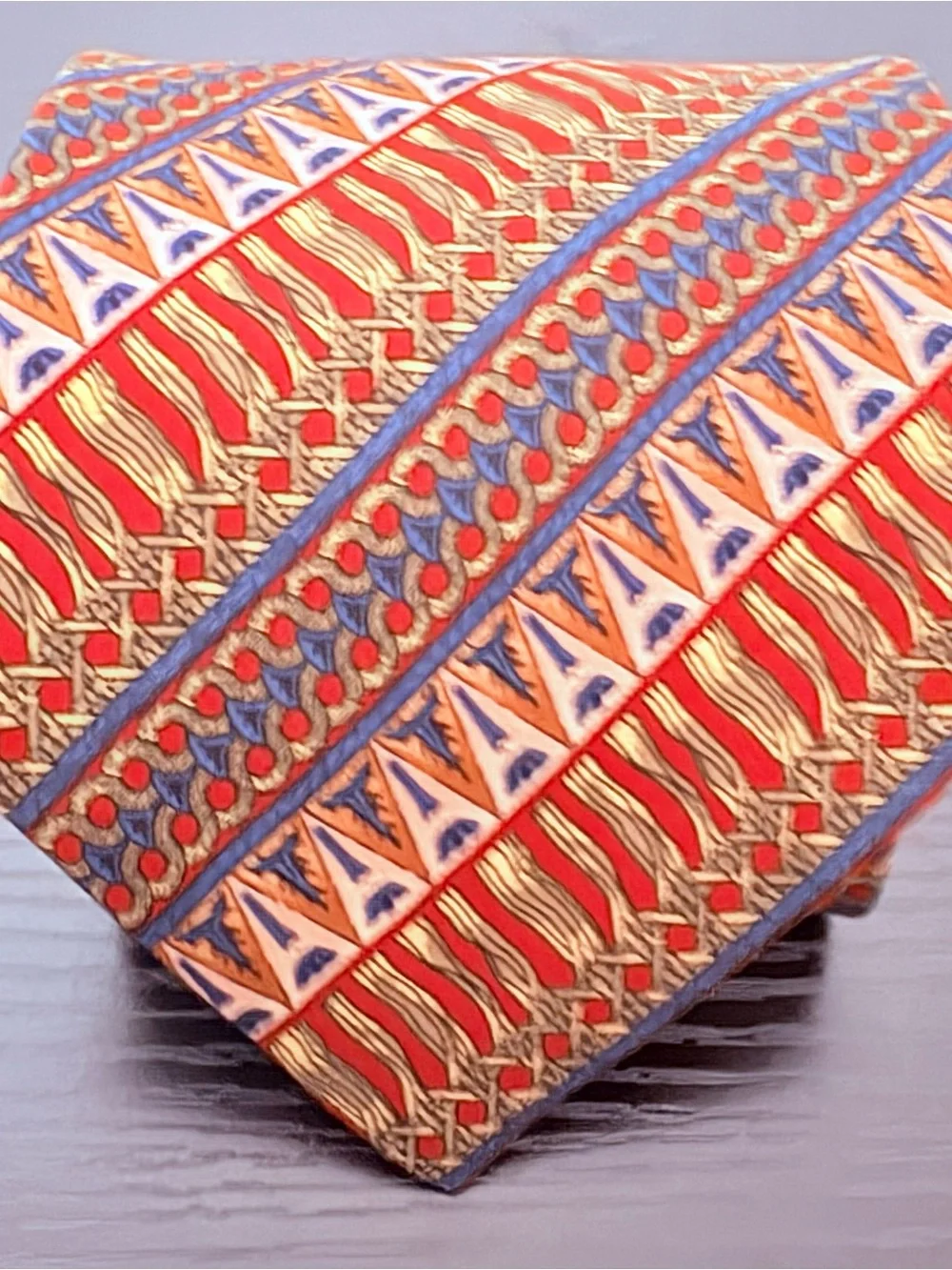 Vintage Christian Dior Monsieur Silk Tie Geometric Red Blue Gold 56 x 4